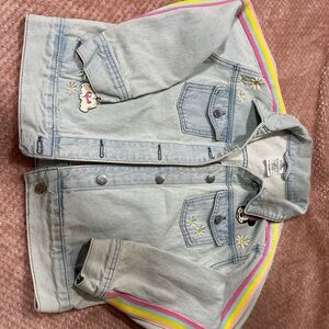 Kids Denim Jacket with Rainbow Accents